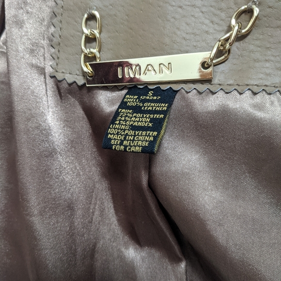 Iman Original leather jacket in coffee, size small - Picture 6 of 6